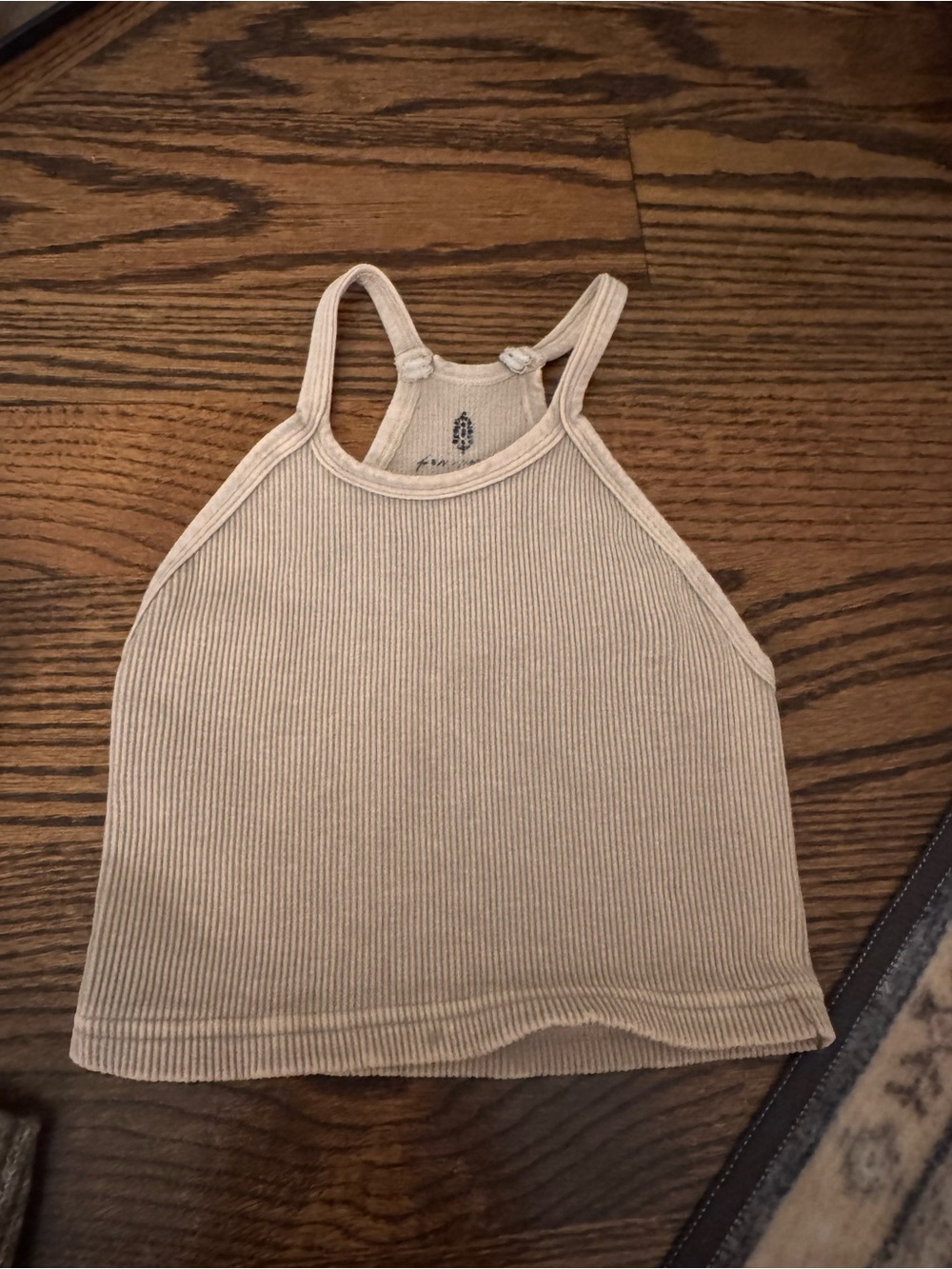 Free People Women’s Ribbed Halter Crop Tank Top - Cream